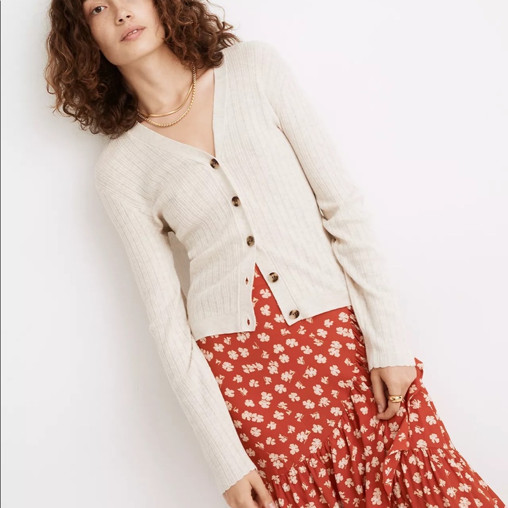 Pointelle Ribbed Cardigan Sweater - Picture 5 of 9